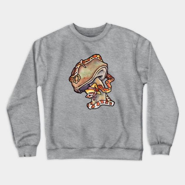 Witchy Little Snake with a Mushroom Crewneck Sweatshirt by JenTheTracy